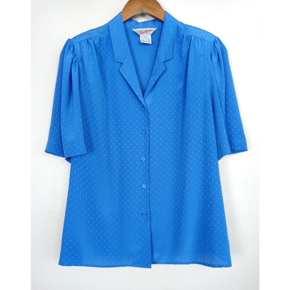 Vintage Wyndham Blouse Button Front Short Sleeve